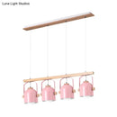 GobekUsa Nordic Dome Island Light: 3/4-Light Wood Chandelier with Metal Shade