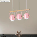 GobekUsa Nordic Dome Island Light: 3/4-Light Wood Chandelier with Metal Shade