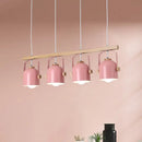 GobekUsa Nordic Dome Island Light: 3/4-Light Wood Chandelier with Metal Shade
