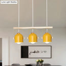 GobekUsa Nordic Dome Island Light: 3/4-Light Wood Chandelier with Metal Shade