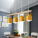 GobekUsa Nordic Dome Island Light: 3/4-Light Wood Chandelier with Metal Shade