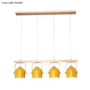 GobekUsa Nordic Dome Island Light: 3/4-Light Wood Chandelier with Metal Shade