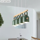 GobekUsa Nordic Dome Island Light: 3/4-Light Wood Chandelier with Metal Shade