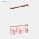 GobekUsa Nordic Dome Island Light: 3/4-Light Wood Chandelier with Metal Shade