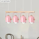 GobekUsa Nordic Dome Island Light: 3/4-Light Wood Chandelier with Metal Shade