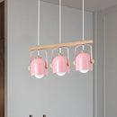 GobekUsa Nordic Dome Island Light: 3/4-Light Wood Chandelier with Metal Shade