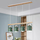 GobekUsa Nordic Dome Island Light: 3/4-Light Wood Chandelier with Metal Shade