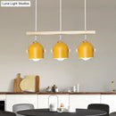 GobekUsa Nordic Dome Island Light: 3/4-Light Wood Chandelier with Metal Shade