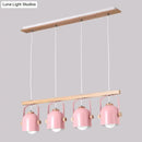 GobekUsa Nordic Dome Island Light: 3/4-Light Wood Chandelier with Metal Shade