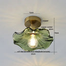 GobekUsa Glass Flush Mounted Ceiling Light Fixture - Modern Nordic Green Glass LED Ceiling Lamp
