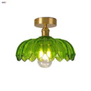 GobekUsa Glass Flush Mounted Ceiling Light Fixture - Modern Nordic Green Glass LED Ceiling Lamp