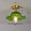 GobekUsa Glass Flush Mounted Ceiling Light Fixture - Modern Nordic Green Glass LED Ceiling Lamp