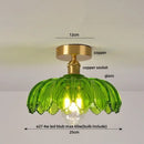 GobekUsa Glass Flush Mounted Ceiling Light Fixture - Modern Nordic Green Glass LED Ceiling Lamp