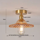 GobekUsa Glass Flush Mounted Ceiling Light Fixture - Modern Nordic Green Glass LED Ceiling Lamp