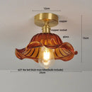 GobekUsa Glass Flush Mounted Ceiling Light Fixture - Modern Nordic Green Glass LED Ceiling Lamp