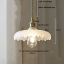 GobekUsa Green Glass Walnut Wood LED Pendant Light, Nordic Modern Hanging Lamp