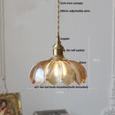 GobekUsa Green Glass Walnut Wood LED Pendant Light, Nordic Modern Hanging Lamp
