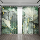 Modern green & gold marble rod pocket sheer curtains for living room by Decorbites