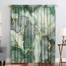 Modern green & gold marble rod pocket sheer curtains for living room by Decorbites