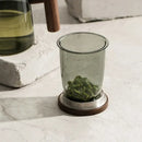 Modern green & gray glass tea cup with wood handle kitchen set by Decorbites