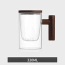 Modern green & gray glass tea cup with wood handle kitchen set by Decorbites