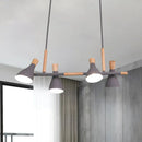 GobekUsa Nordic Metal and Wood Hanging Lamp with 4-Light Tilt Shade in Green/Grey/White