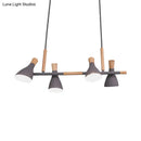 GobekUsa Nordic Metal and Wood Hanging Lamp with 4-Light Tilt Shade in Green/Grey/White