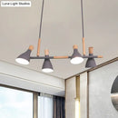 GobekUsa Nordic Metal and Wood Hanging Lamp with 4-Light Tilt Shade in Green/Grey/White