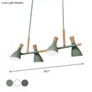 GobekUsa Nordic Metal and Wood Hanging Lamp with 4-Light Tilt Shade in Green/Grey/White