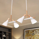 GobekUsa Nordic Metal and Wood Hanging Lamp with 4-Light Tilt Shade in Green/Grey/White