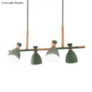GobekUsa Nordic Metal and Wood Hanging Lamp with 4-Light Tilt Shade in Green/Grey/White