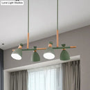GobekUsa Nordic Metal and Wood Hanging Lamp with 4-Light Tilt Shade in Green/Grey/White