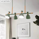GobekUsa Nordic Metal and Wood Hanging Lamp with 4-Light Tilt Shade in Green/Grey/White