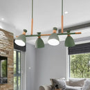 GobekUsa Nordic Metal and Wood Hanging Lamp with 4-Light Tilt Shade in Green/Grey/White