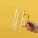 Modern green handle square glass mug kitchen drinking cup by Decorbites