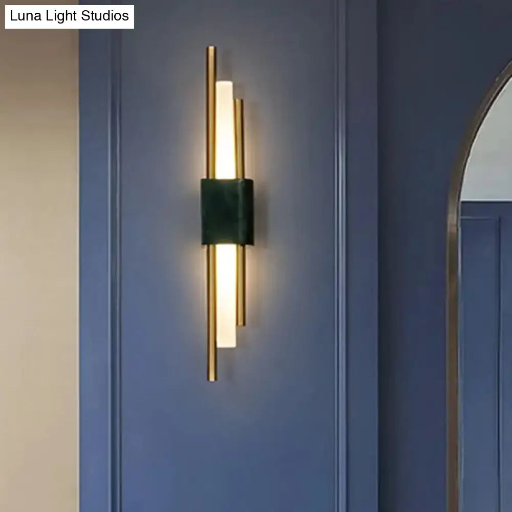 GobekUsa Sleek Acrylic Green LED Wall Sconce with Marble Trim, photo 4 of 5