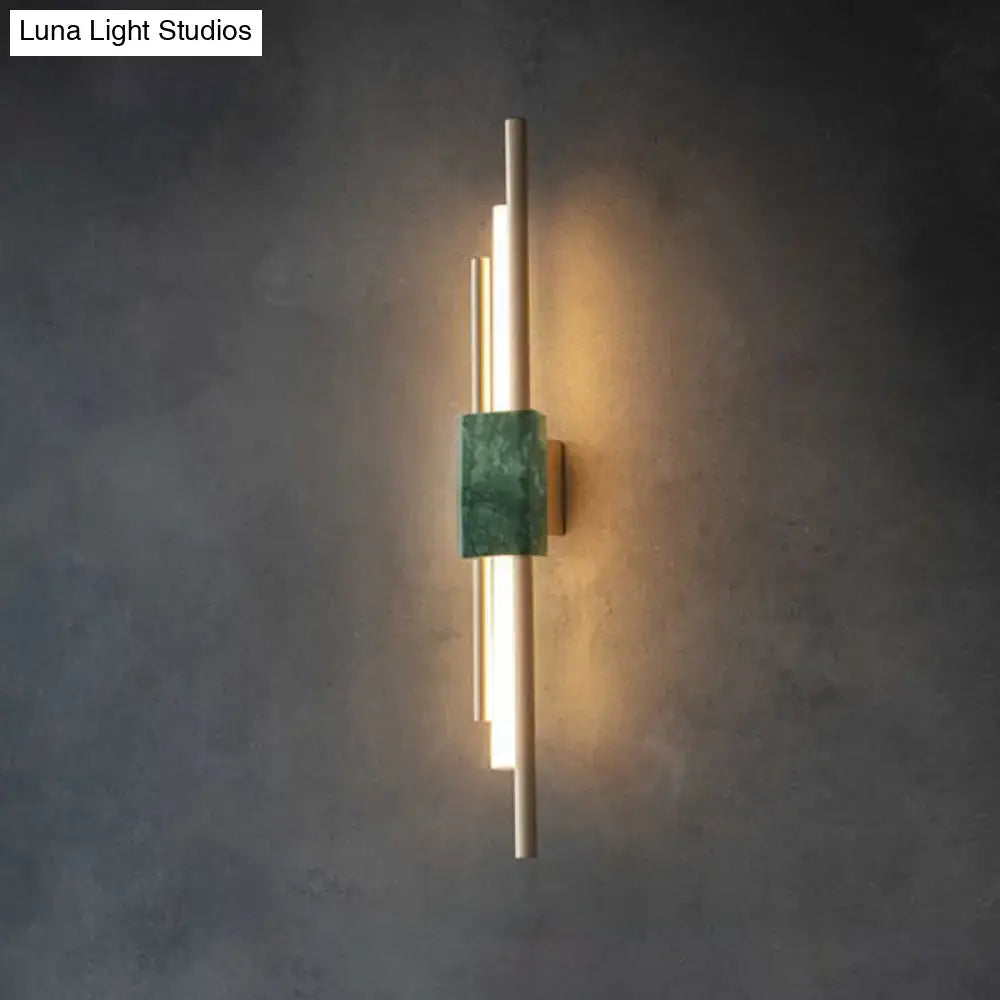 GobekUsa Sleek Acrylic Green LED Wall Sconce with Marble Trim, photo 3 of 5