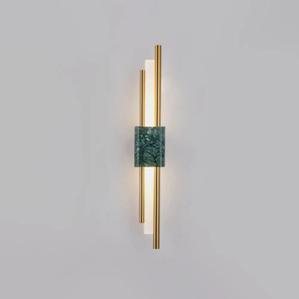 GobekUsa Sleek Acrylic Green LED Wall Sconce with Marble Trim, photo 5 of 5