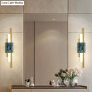 GobekUsa Sleek Acrylic Green LED Wall Sconce with Marble Trim