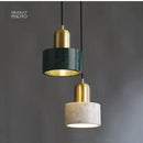 Modern green marble pendant light for dining room by Decorbites