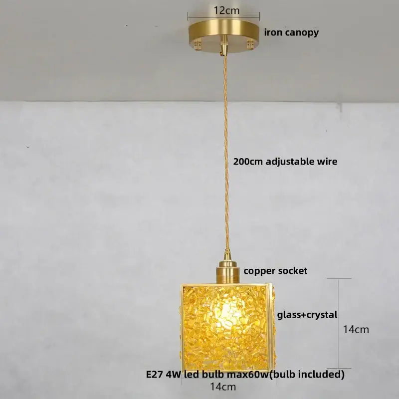GobekUsa Crystal Glass LED Pendant Lamp with Adjustable Copper Socket for Modern Luxury Décor, photo 25 of 26