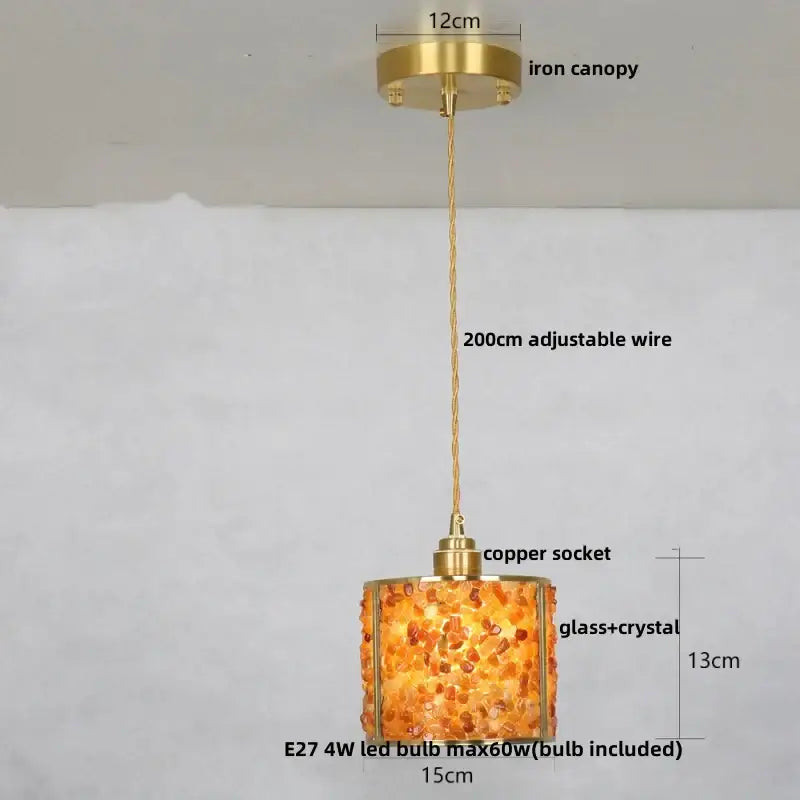 GobekUsa Crystal Glass LED Pendant Lamp with Adjustable Copper Socket for Modern Luxury Décor, photo 2 of 26