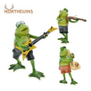 Modern green resin frog band figurine living room music decor by Decorbites