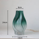 GobekUsa Green Ripple Glass Vase with Artificial Flowers for Home Decor