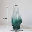 GobekUsa Green Ripple Glass Vase with Artificial Flowers for Home Decor