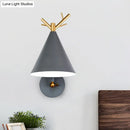 GobekUsa Modern Grey Tapered Metal Sconce Light - Wall Mounted Bedroom Lighting - 1 Bulb