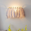 GobekUsa Modern Grey and White Sconce Light with Feather Detail for Parlor Wall