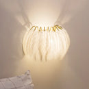 GobekUsa Modern Grey and White Sconce Light with Feather Detail for Parlor Wall
