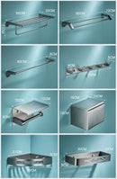 GobekUsa Grey Bathroom Accessories Set: Paper Holder, Corner Shelf, Towel Rack, Toilet Brush Holder, Towel Holder