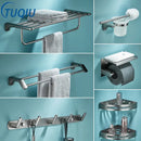 GobekUsa Grey Bathroom Accessories Set: Paper Holder, Corner Shelf, Towel Rack, Toilet Brush Holder, Towel Holder